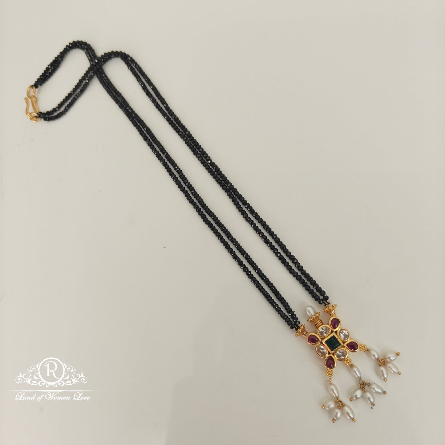 92.5 silver crystals 2 lines black beads-rch858 92.5 silver ramala jewelry / ramala collections