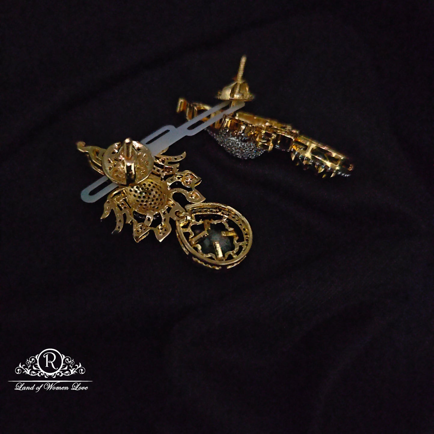 Silver peacock design CZ- stone earrings-RCDS431