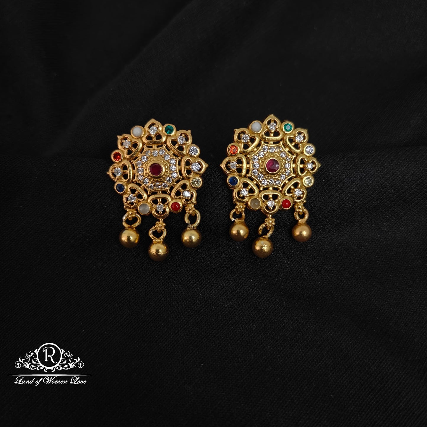 earrings silver navaratna earrings-rccp288 navaratna 92.5 silver ramala jewelry / ramala collections