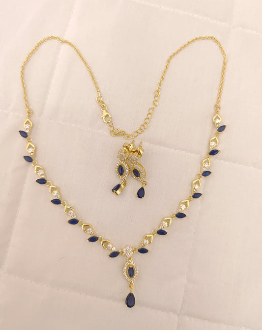 Silver CZ- Stones Necklace With Matching Earrings-RCES25RCES26