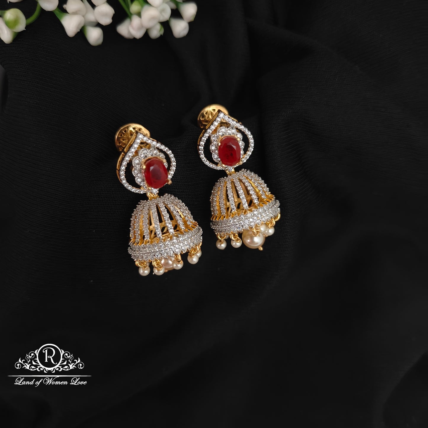 earrings 92.5 silver simple and cute diamond finishing earrings -rcm091261 92.5 silver ramala jewelry / ramala collections