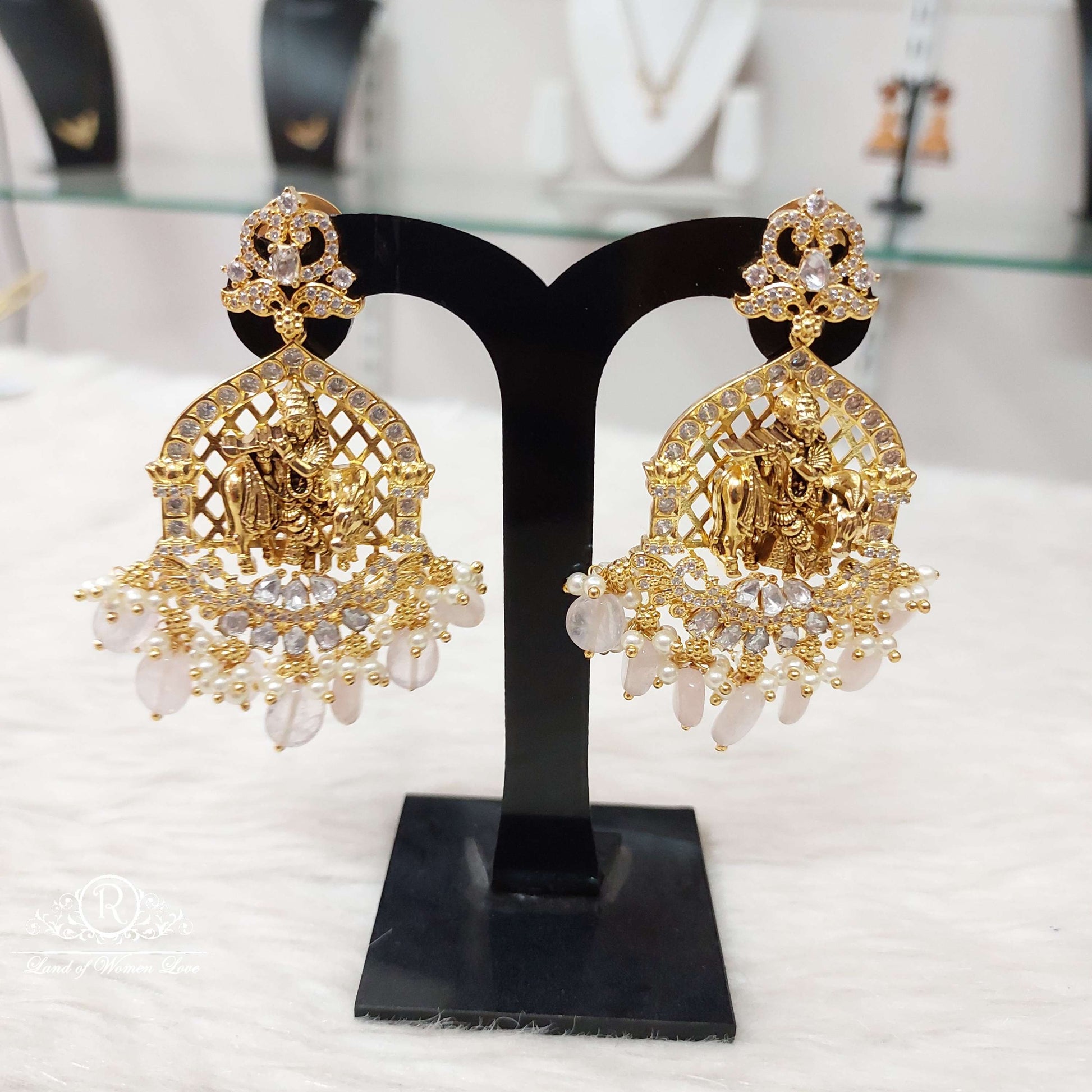 earrings silver moissanite cz- god krishna earrings-s804 moissanite 92.5 silver ramala jewelry / ramala collections