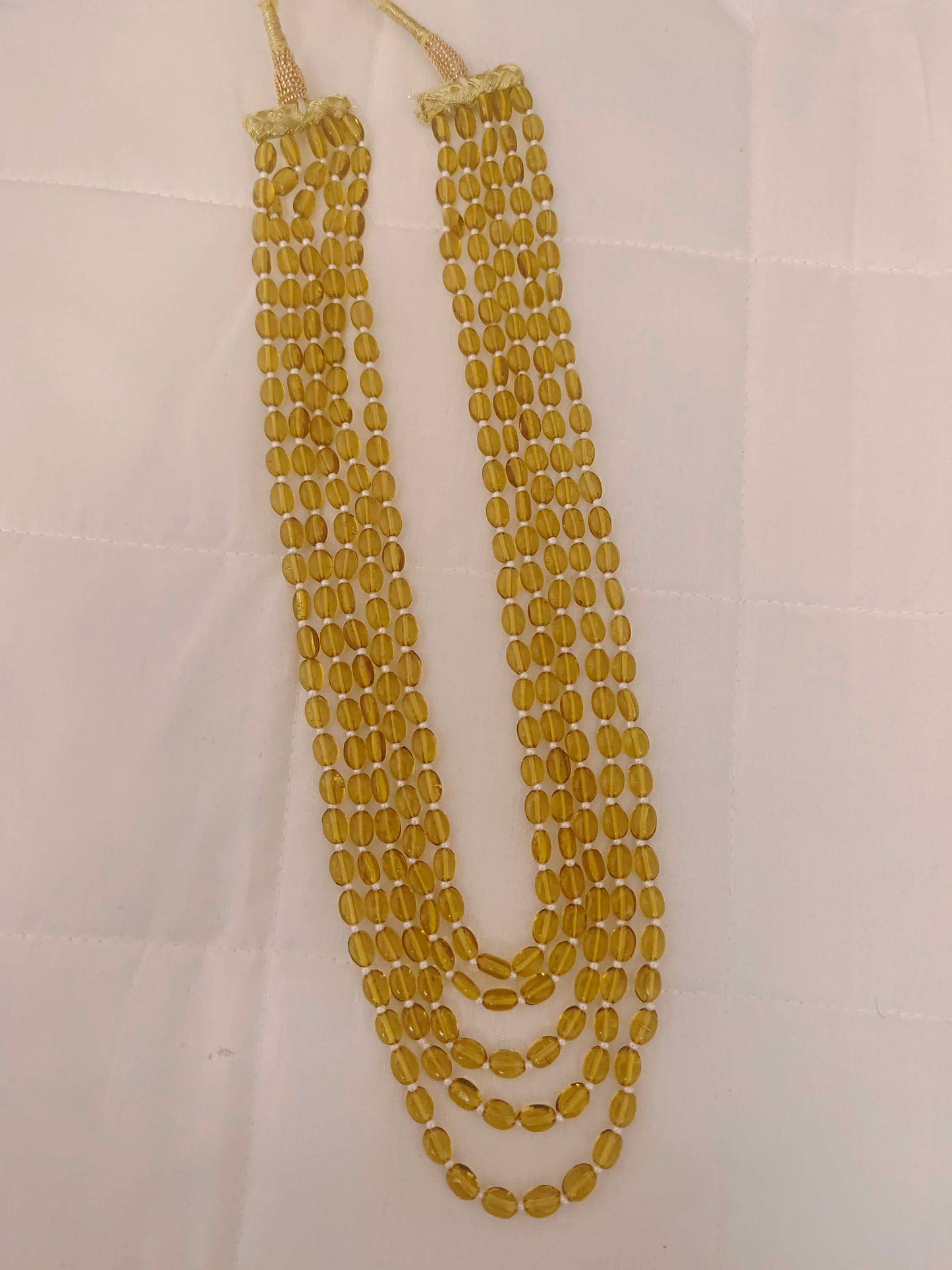 Natural Amber Ovel Nugget Shape 5 Line Beads Mala-RCMB09