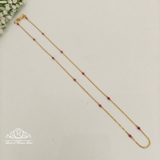 chain 92.5 silver simple and cute chain with ruby beads -rch899 ruby 92.5 silver ramala jewelry / ramala collections