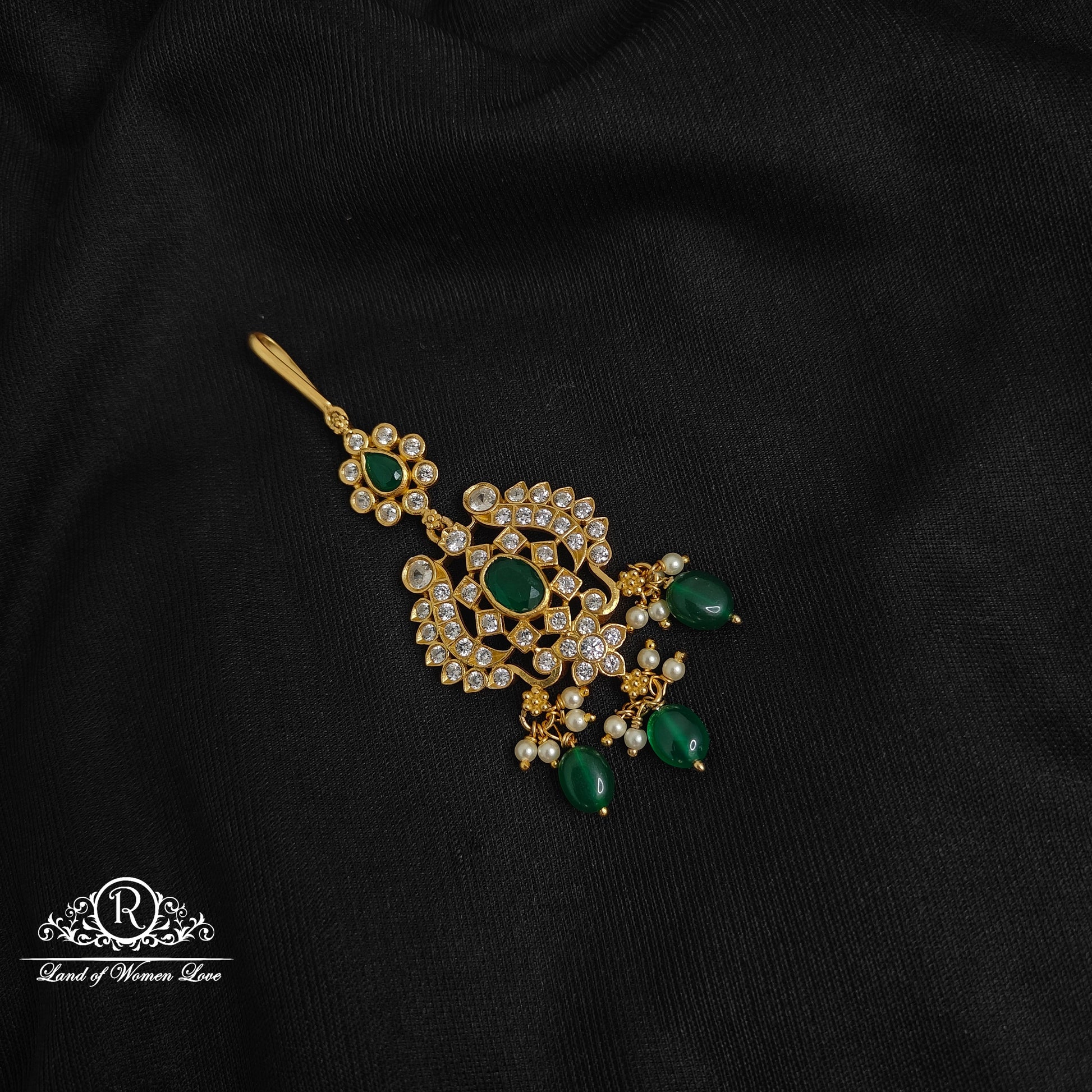 maang tikka 92.5 silver cz's beautiful tikka-rcm1142 cz 92.5 silver ramala jewelry / ramala collections