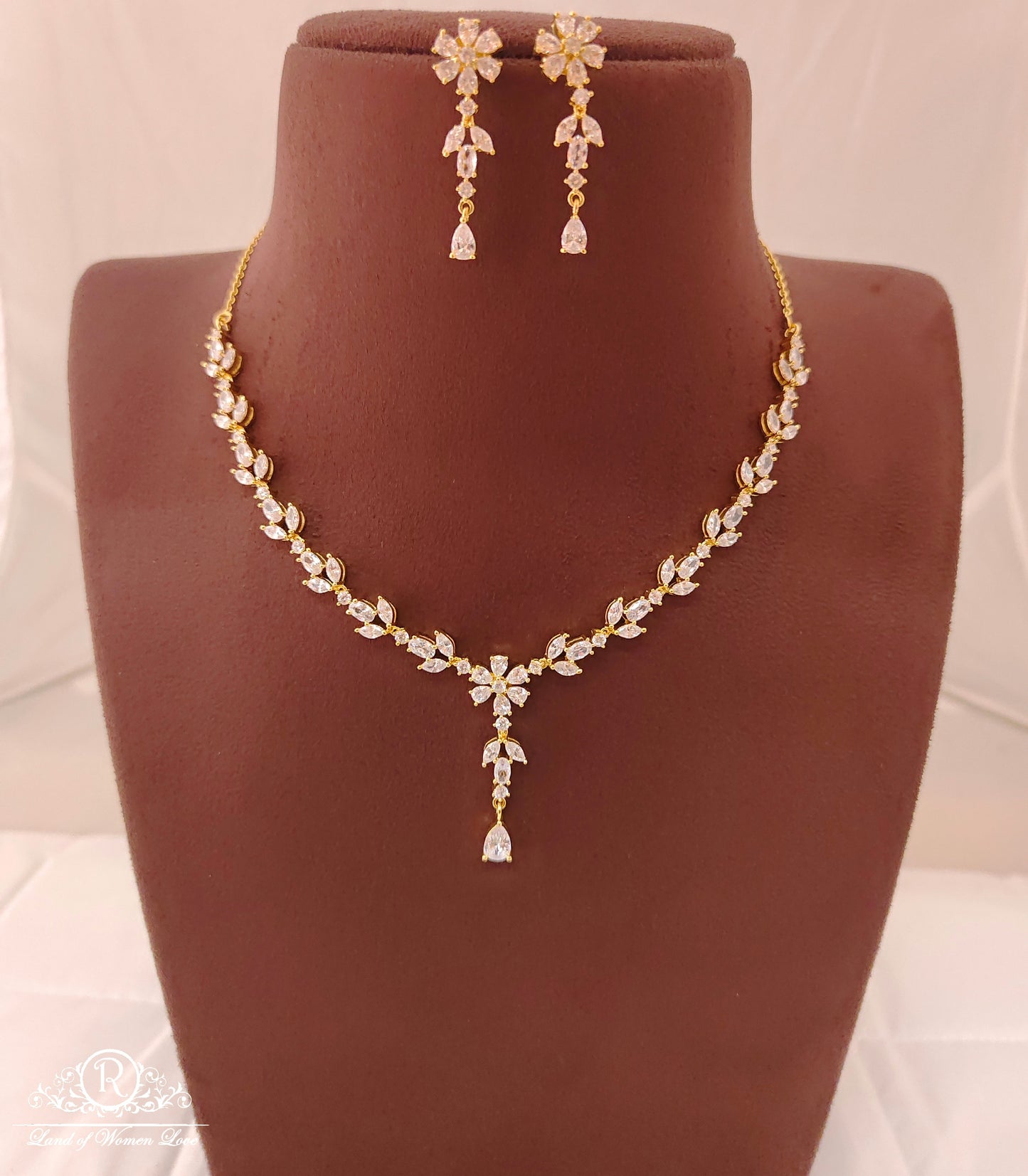 earrings silver cz- white stones necklace with matching earrings-rces33rces34 cz 92.5 silver ramala jewelry / ramala collections
