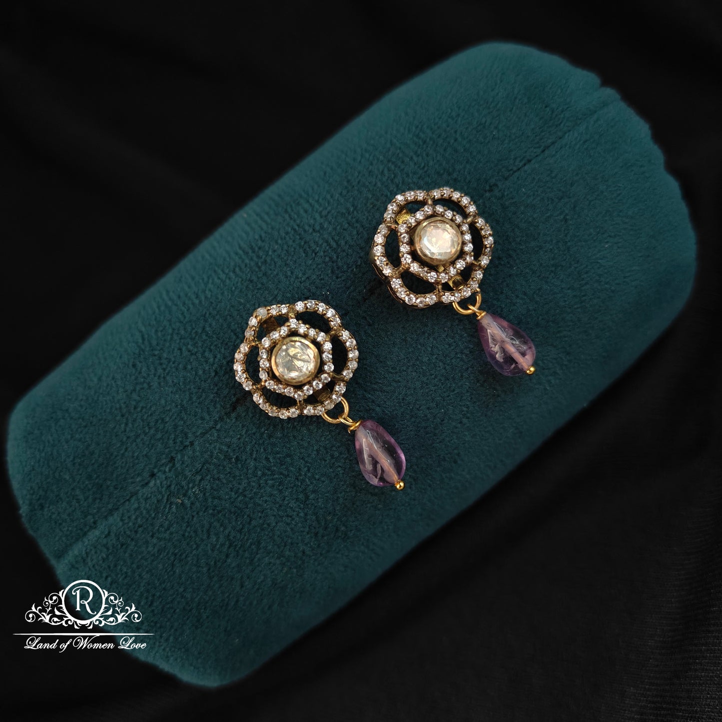 earrings 92.5 silver victorian flower designs earrings-rccp330 92.5 silver ramala jewelry / ramala collections