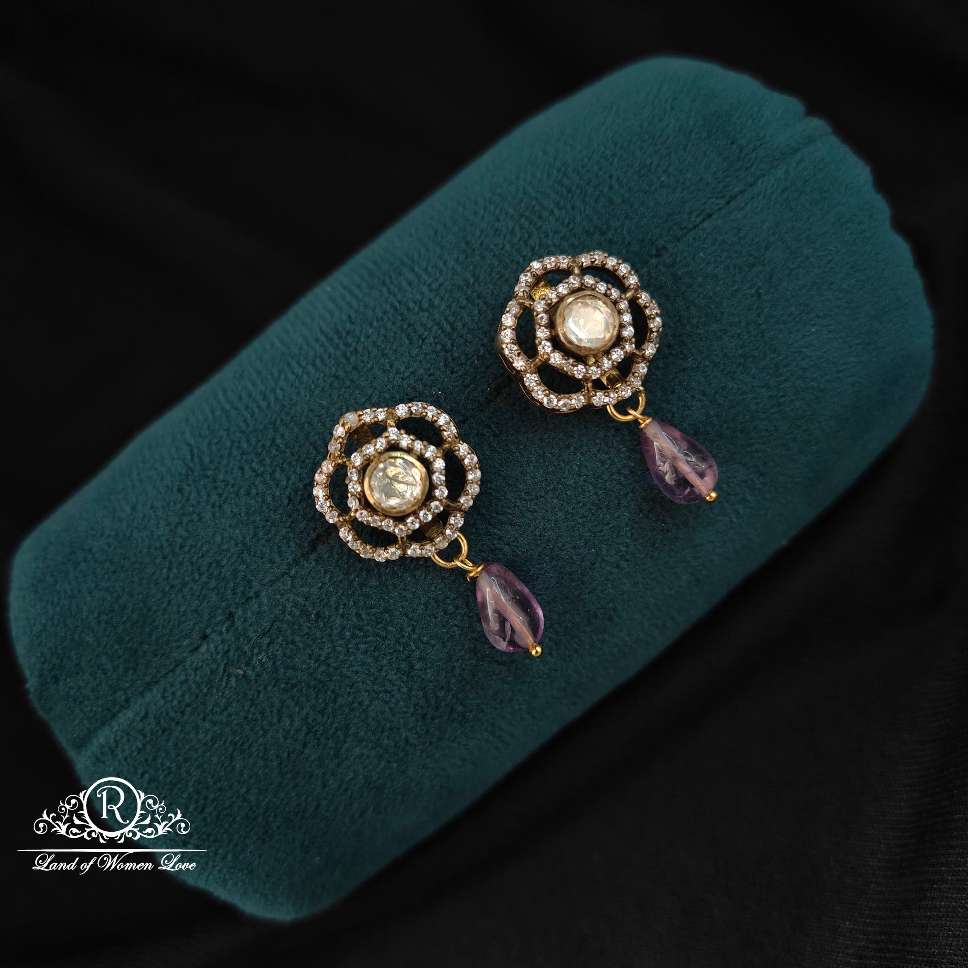 earrings 92.5 silver victorian flower designs earrings-rccp330 92.5 silver ramala jewelry / ramala collections