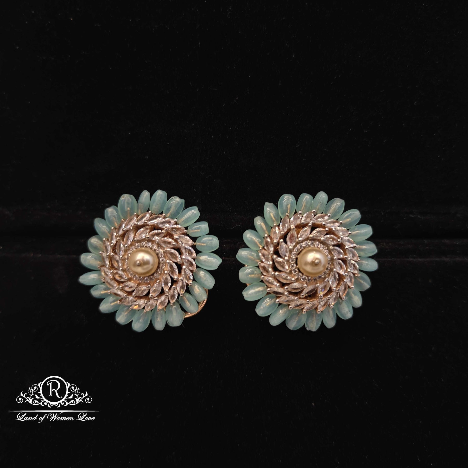 stud unique design mint colour silver studs-rc94-187m01 92.5 silver ramala jewelry / ramala collections