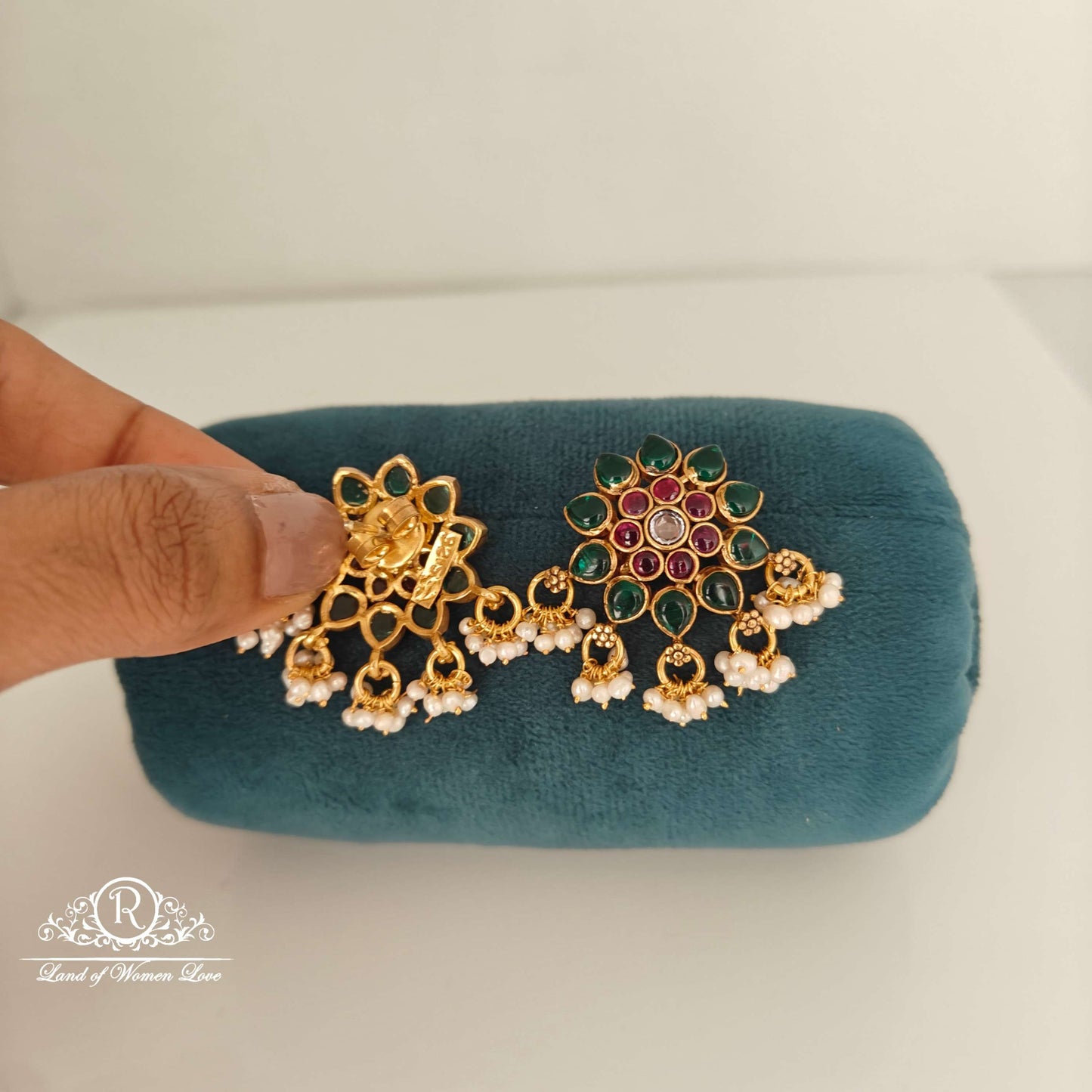 Flower design Kundans Earrings-RCH263