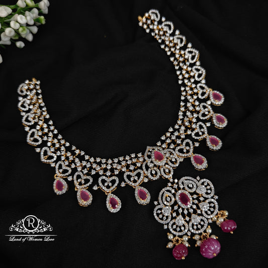 earrings silver diamond finishing necklace -rcm296 ruby 92.5 silver ramala jewelry / ramala collections