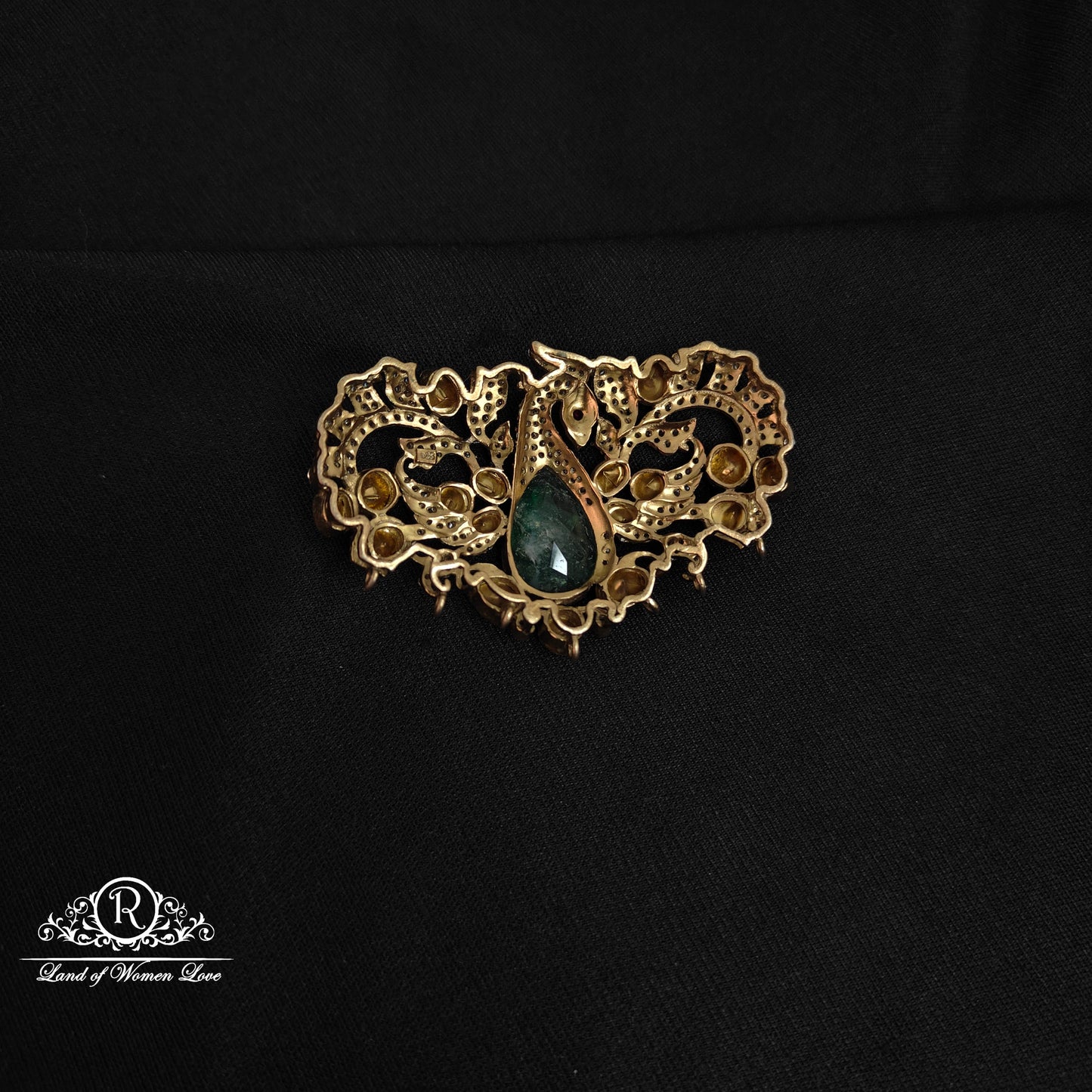 92.5 Silver Victorian peacock design Side locket-RCM1111