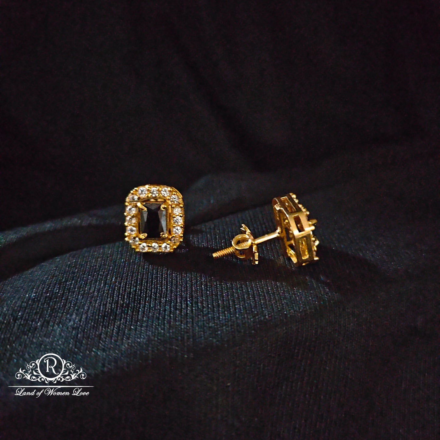 Silver squre model earrings -RCM378