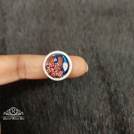Silver Peacock Design Finger Ring-SS69