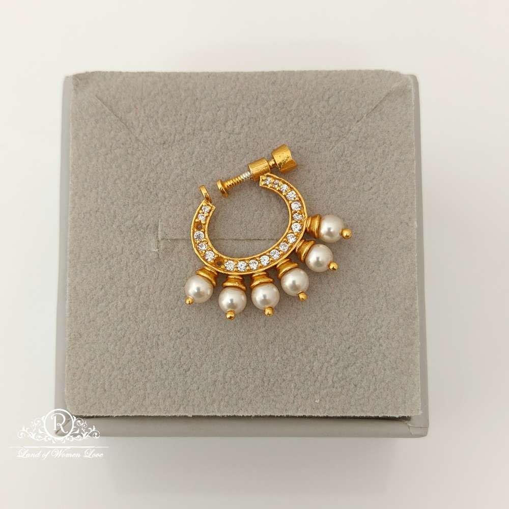 nose pin silver pearls design nose pin-rcjr667 92.5 silver ramala jewelry / ramala collections