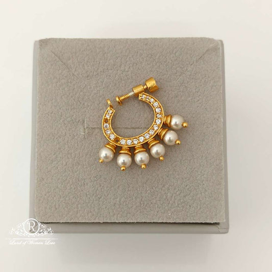 nose pin silver pearls design nose pin-rcjr667 92.5 silver ramala jewelry / ramala collections