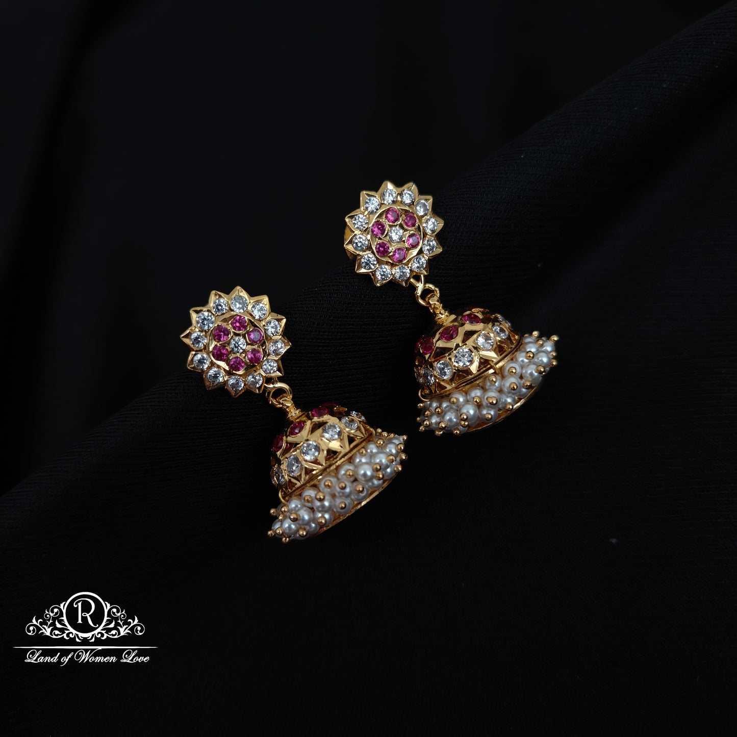 earrings 92.5 silver pearls jhumkas-rck190-1 92.5 silver ramala jewelry / ramala collections