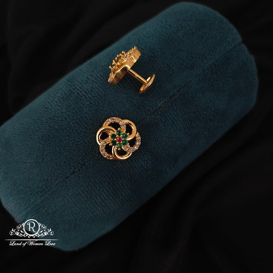 92.5 Silver Flower design Studs-RCJR808