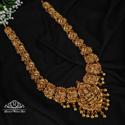 haram 92.5 silver beautiful lakshmi devi design haram with gold balls hangings -rcp133 92.5 silver ramala jewelry / ramala collections