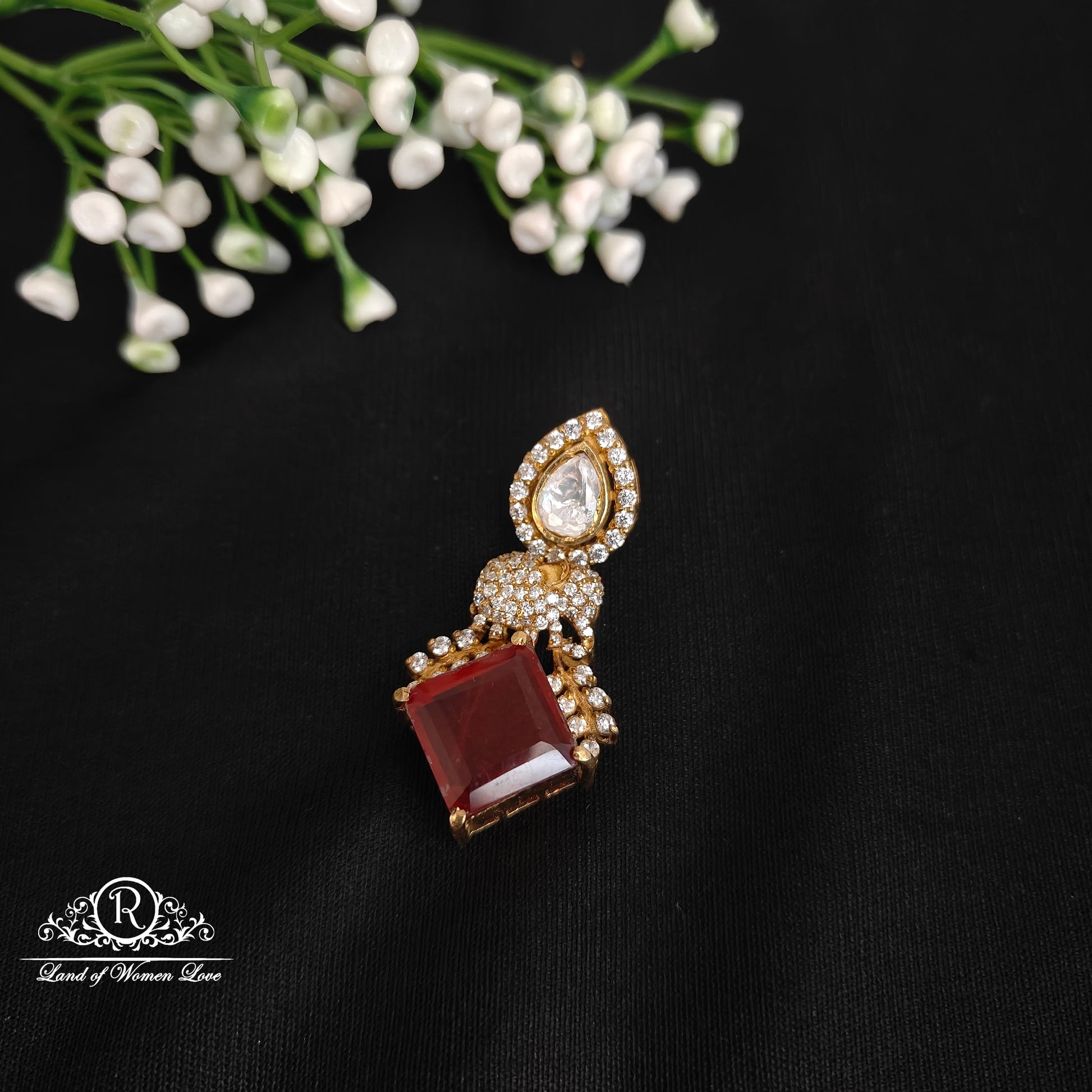 pendant silver moissanite elephant design pendant -rcnj015 ruby 92.5 silver ramala jewelry / ramala collections