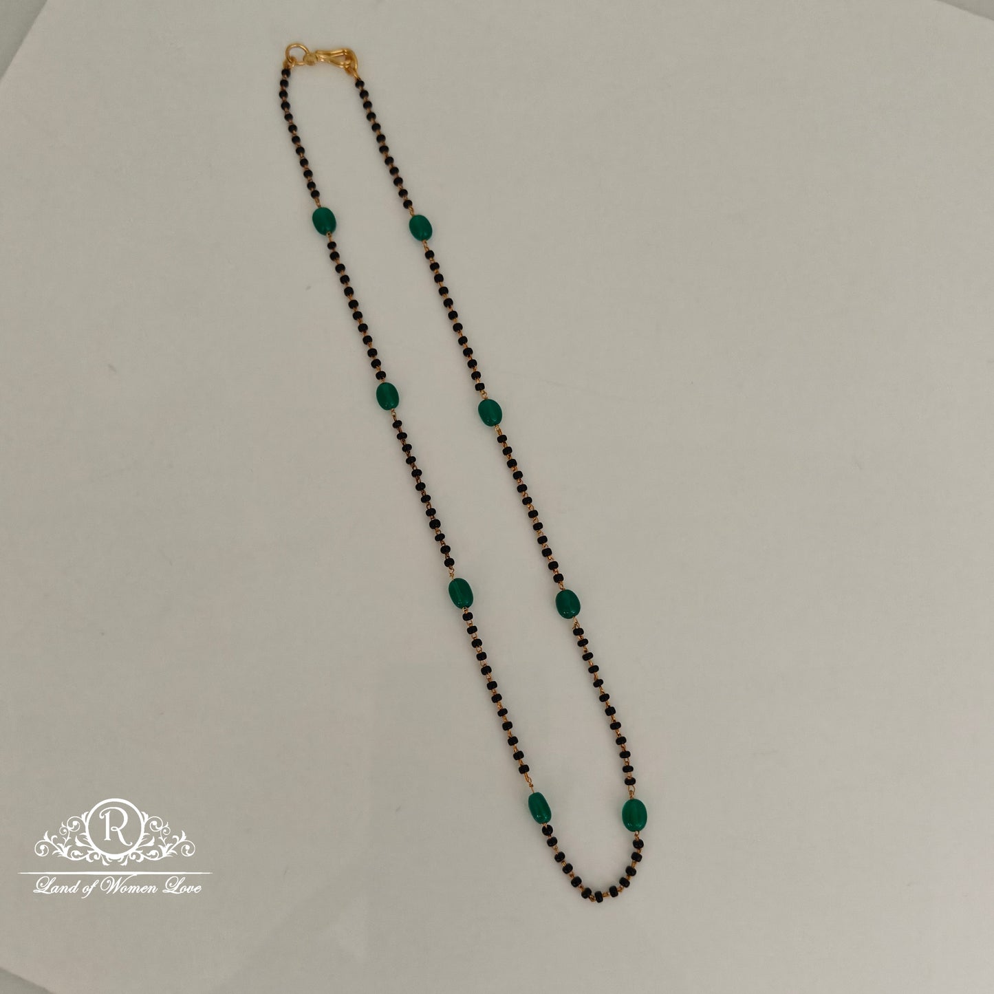 92.5 silver simple and cute black beads with green beads-rch922 92.5 silver ramala jewelry / ramala collections