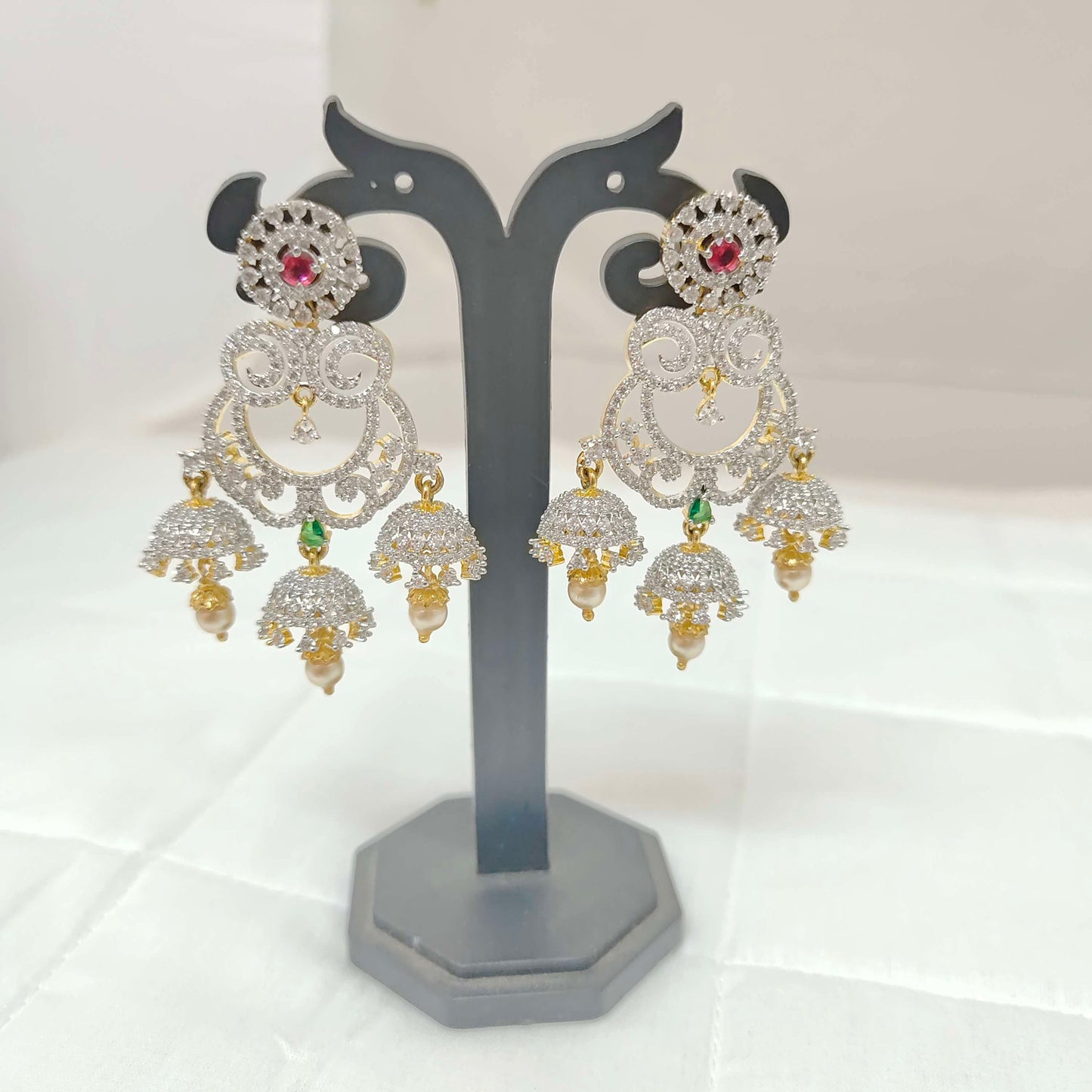 Silver radium polish diamond earrings -RCV120