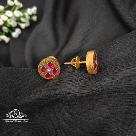 Silver kundan earrings-RCM298