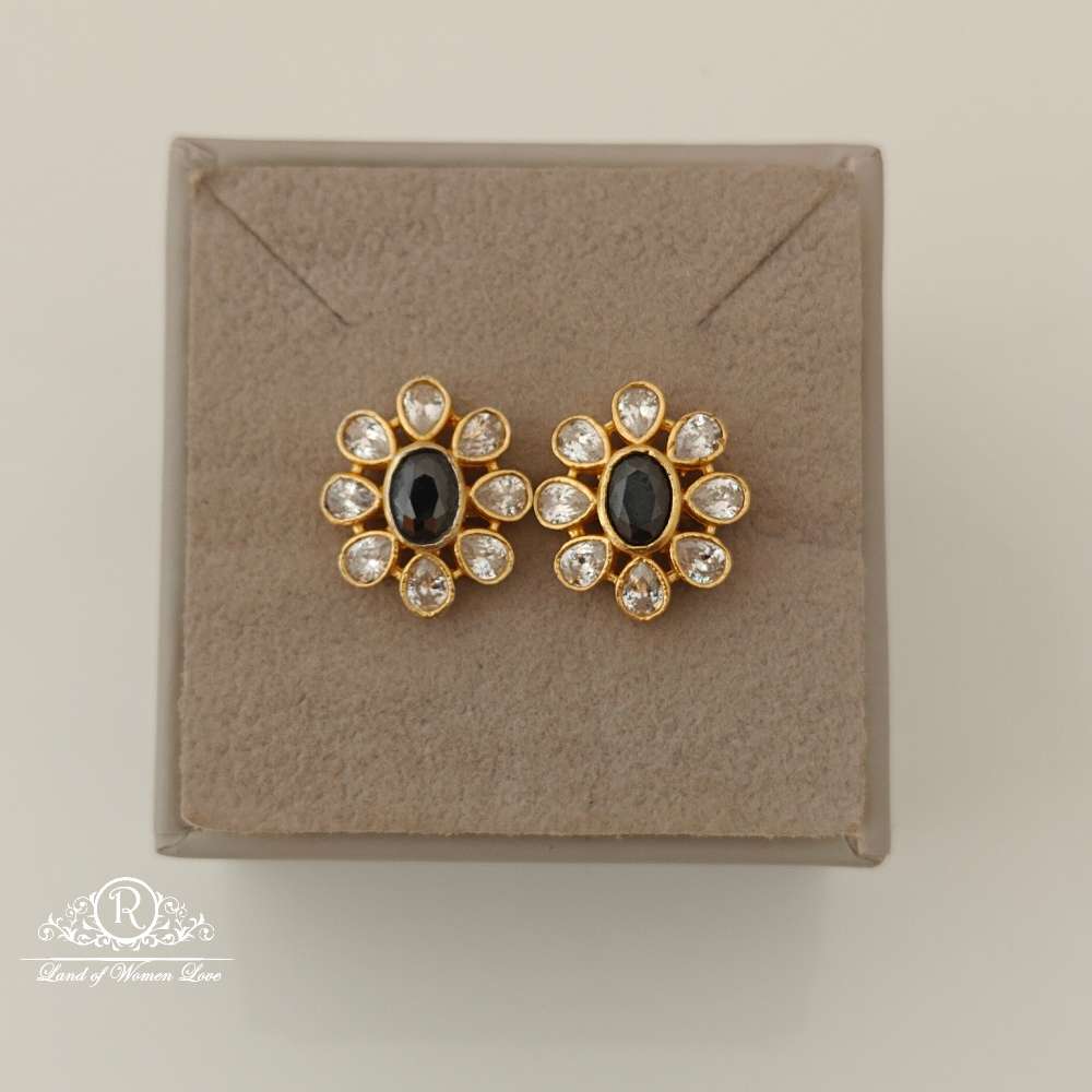 stud silver white stones design earrings-rcm886 92.5 silver ramala jewelry / ramala collections
