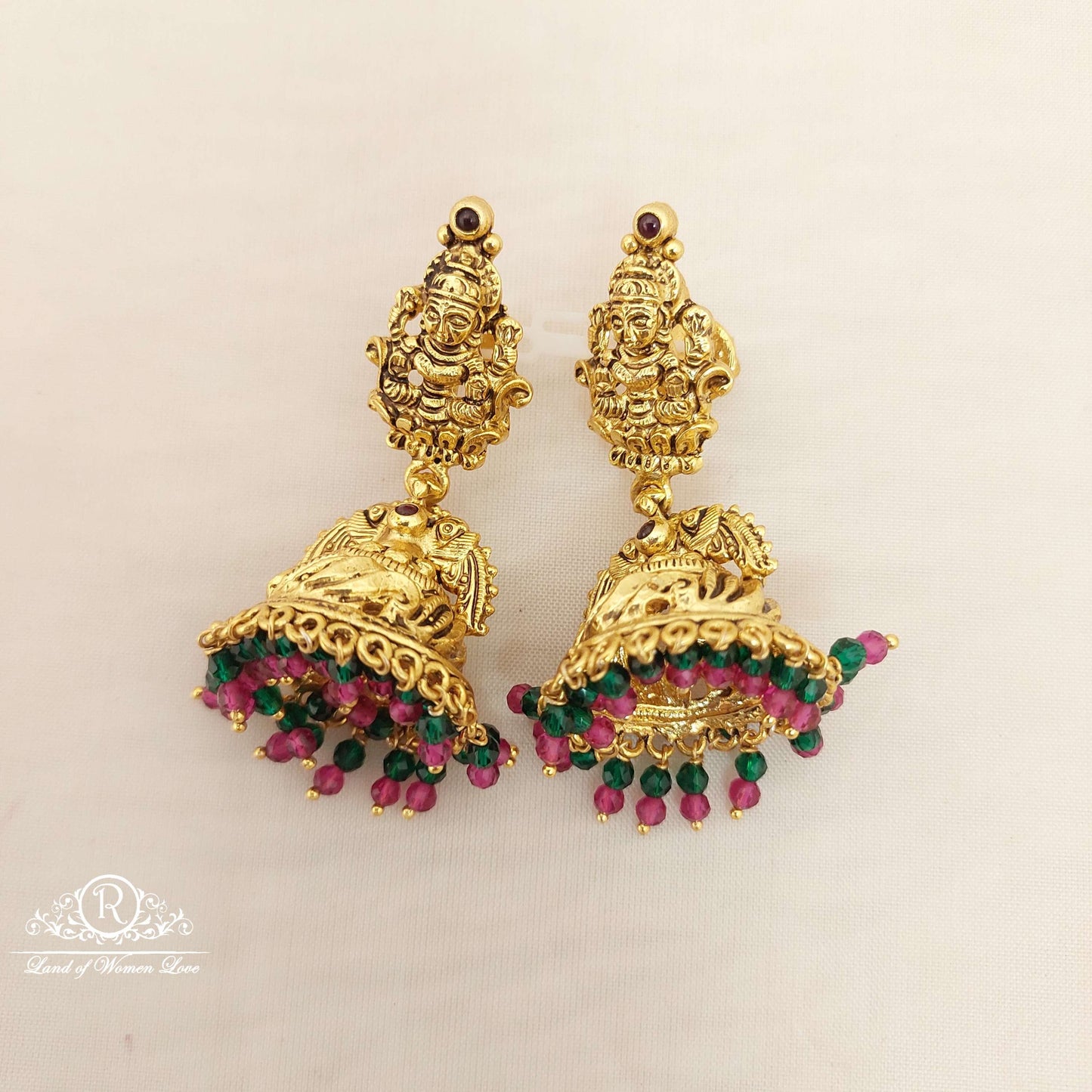 Silver Lakshmi Devi jhumka Earrings-V024