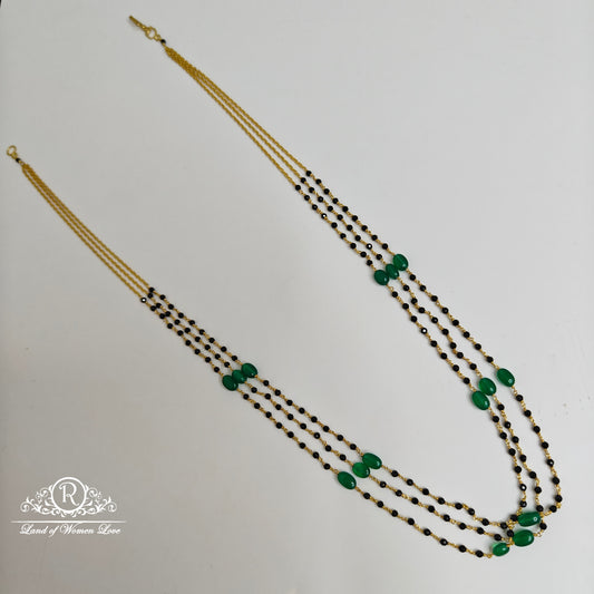 92.5 Silver three lines Crystals Black Beads-RCAH09