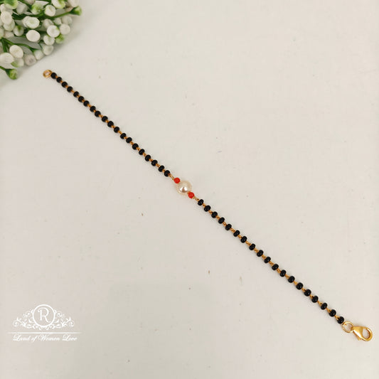92.5 silver simple and Cute black beads bracelet -RCH905