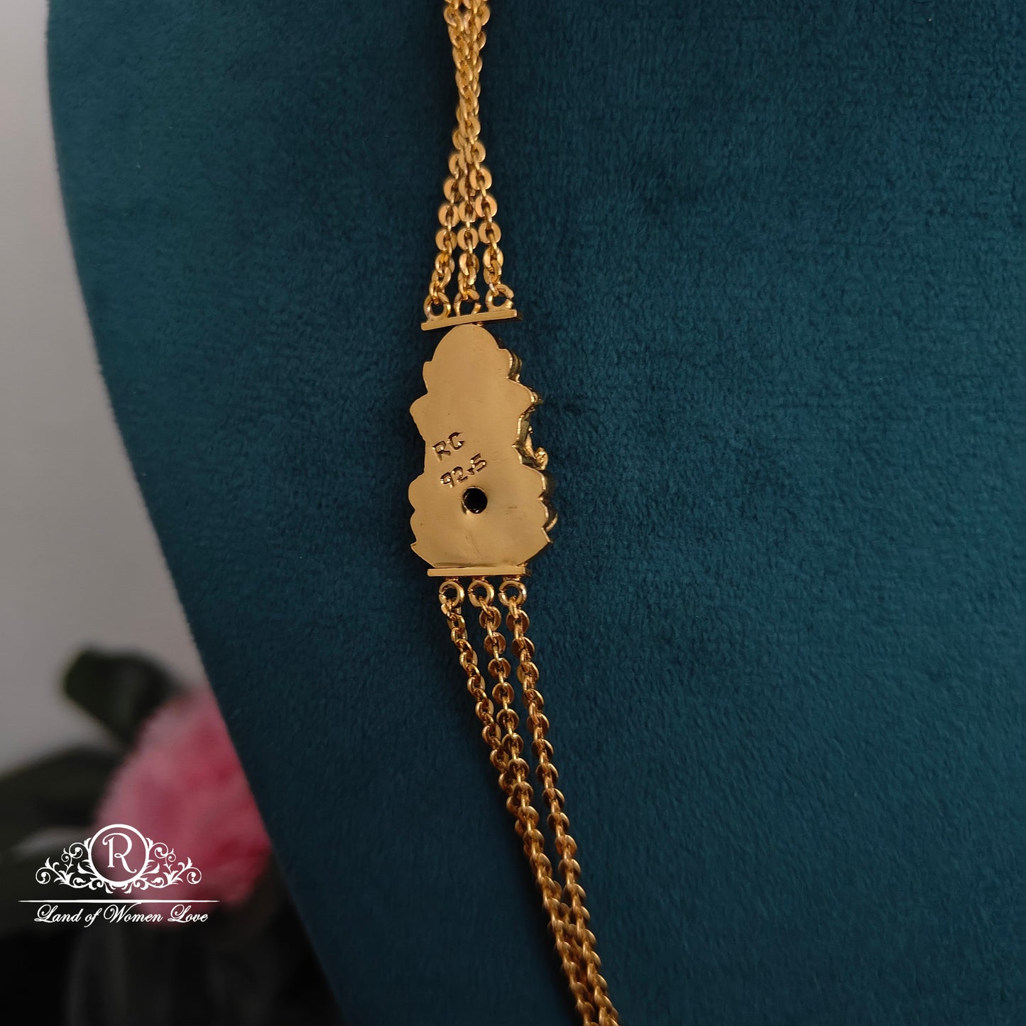 92.5 silver simple and Cute chandraharam with Lakshmi Devi locket - RCK282