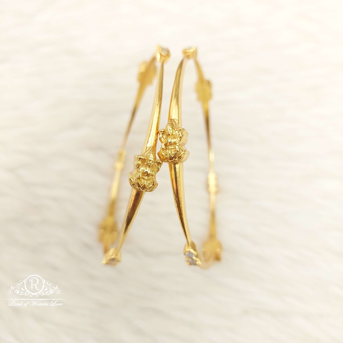 Silver White Stones Lakshmi Devi Bangles-C153-1