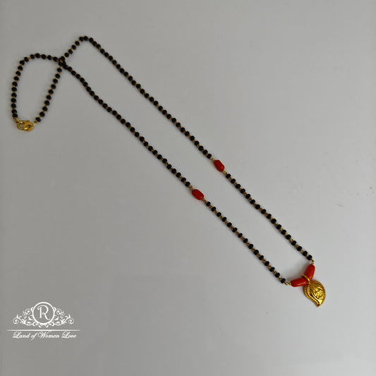 92.5 silver simple and cute black beads with mango locket- rch799 coral 92.5 silver ramala jewelry / ramala collections