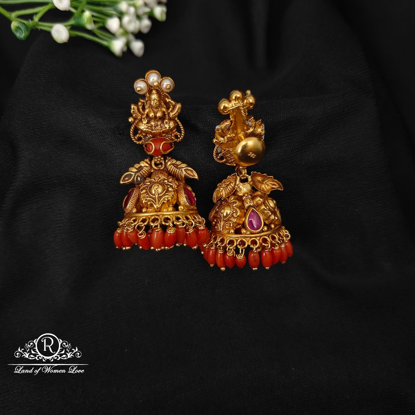 92.5 silver simple and Cute  earrings with Lakshmi Devi Design -RCZ84