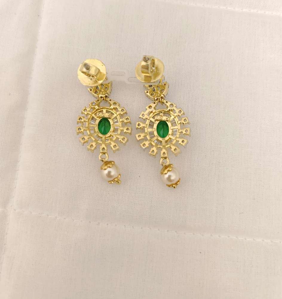 Silver CZ- White Stones Earrings-JR192