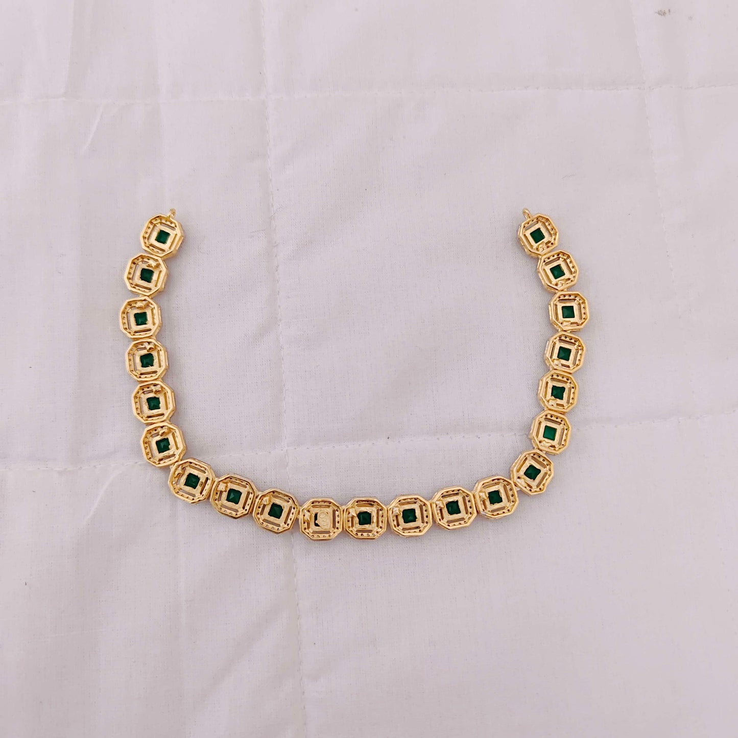 Silver CZ-gold polish necklace designs -RCP058