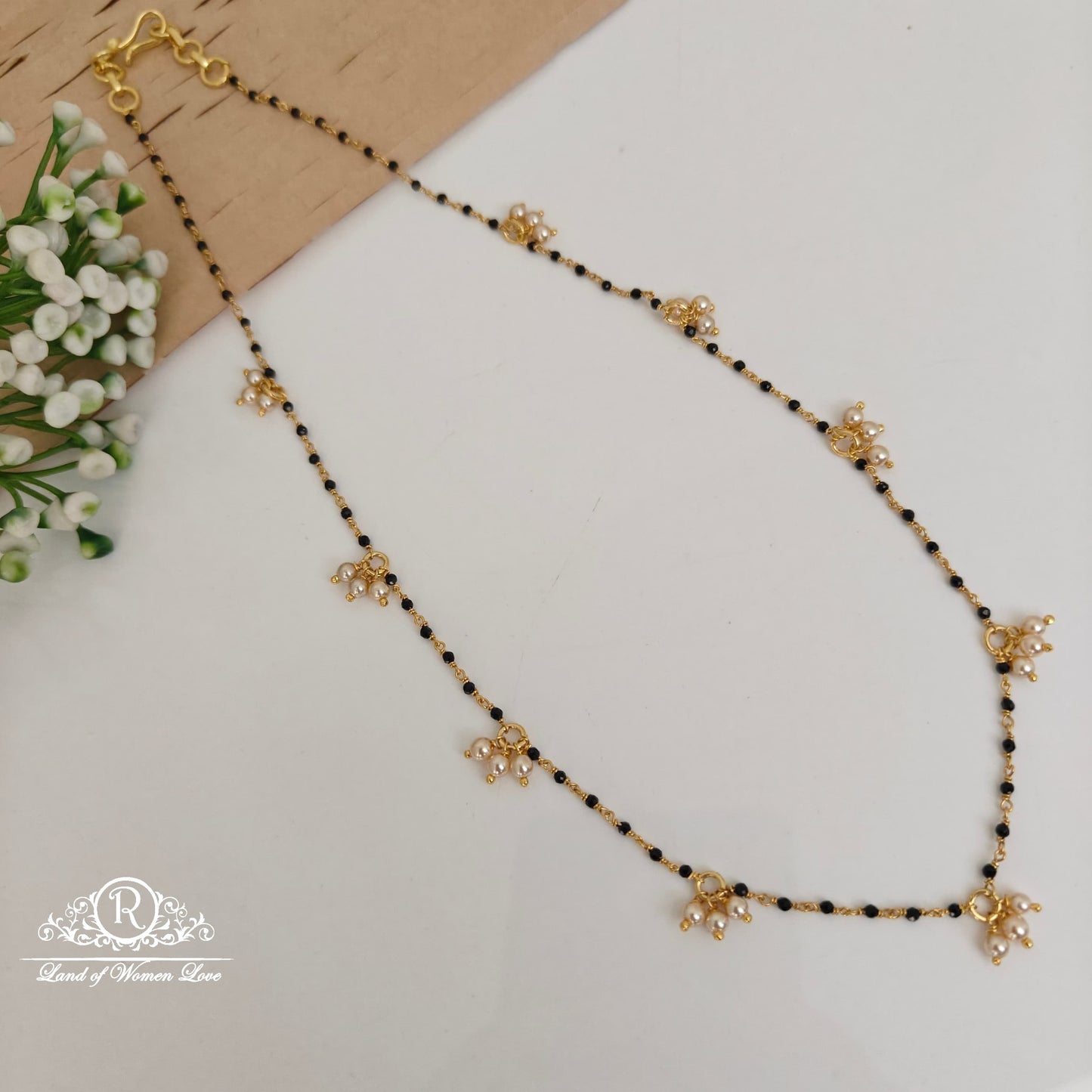 92.5 silver simple and cute black beads - rcnj024 92.5 silver ramala jewelry / ramala collections