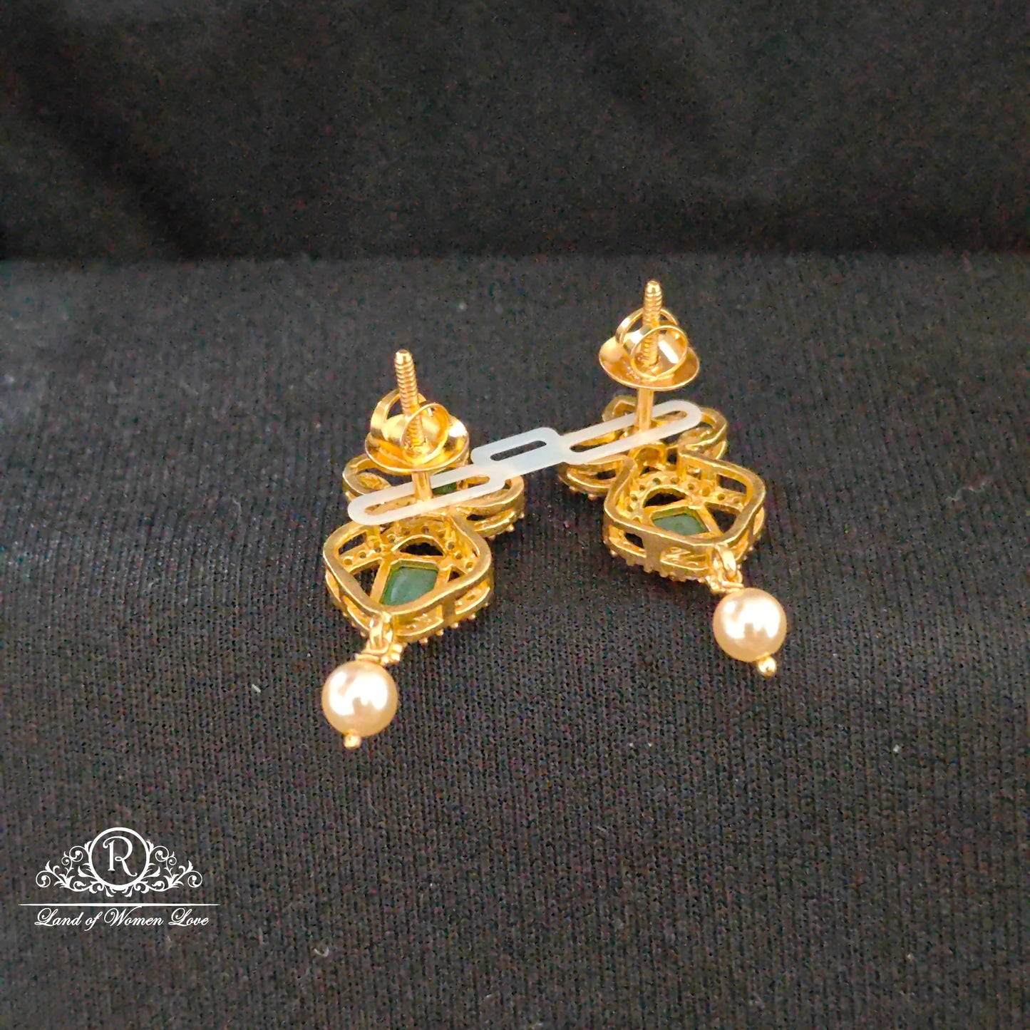 Silver emerald earrings -RCM392