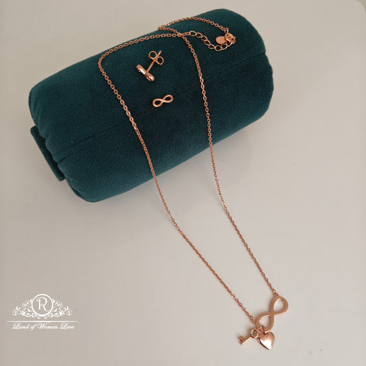 92.5 silver rose gold polish necklace with earrings set -RCVH06
