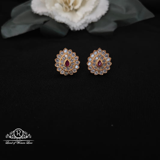 stud silver white stones stud earrings-m314 92.5 silver ramala jewelry / ramala collections