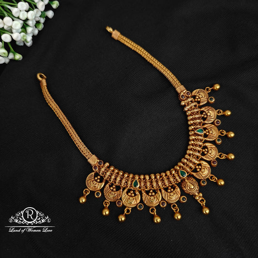necklace 92.5 silver simple & cute nakshi finishing necklace with hangings -rcp153 92.5 silver ramala jewelry / ramala collections