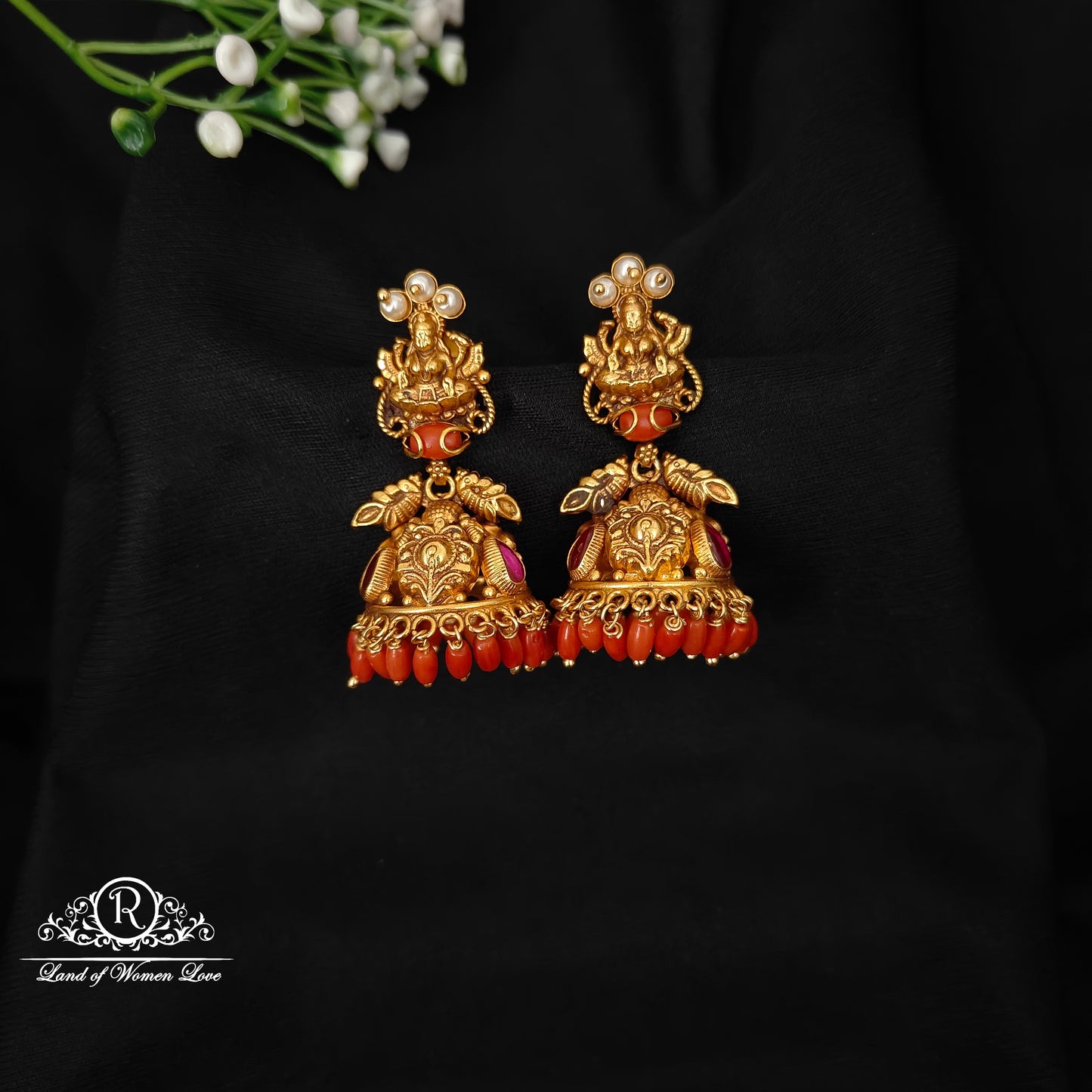 earrings 92.5 silver simple and cute earrings with lakshmi devi design -rcz84 92.5 silver ramala jewelry / ramala collections
