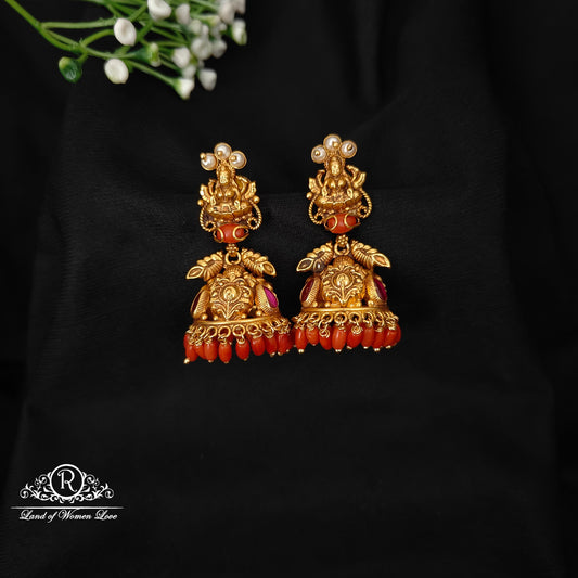 earrings 92.5 silver simple and cute earrings with lakshmi devi design -rcz84 92.5 silver ramala jewelry / ramala collections