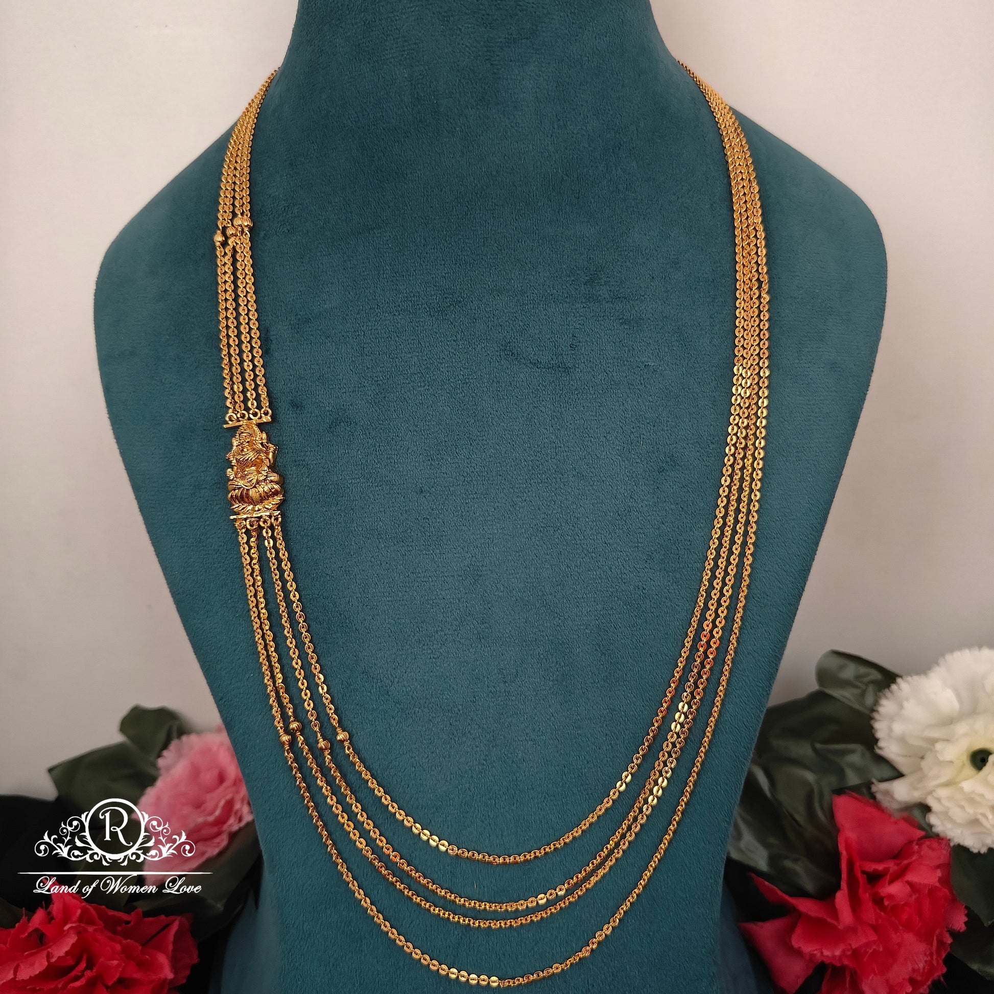 92.5 silver simple and cute chandraharam with lakshmi devi locket - rck281 92.5 silver ramala jewelry / ramala collections