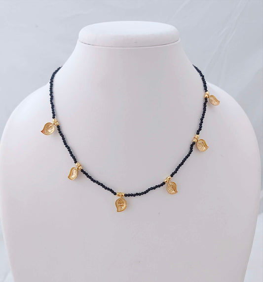 Silver gold polish mango with block Beads -RCD200