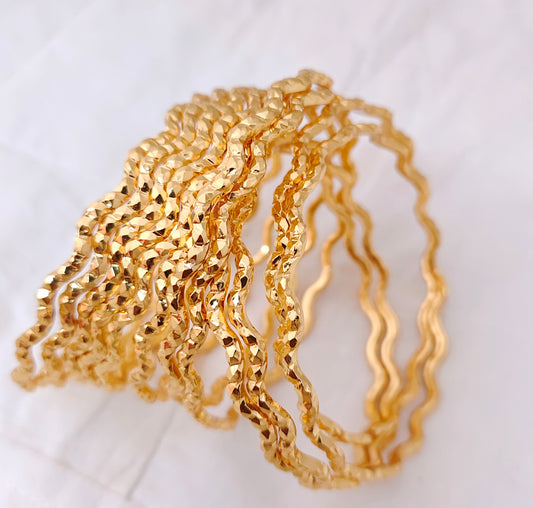 Silver base gold polish bangles-RCK139