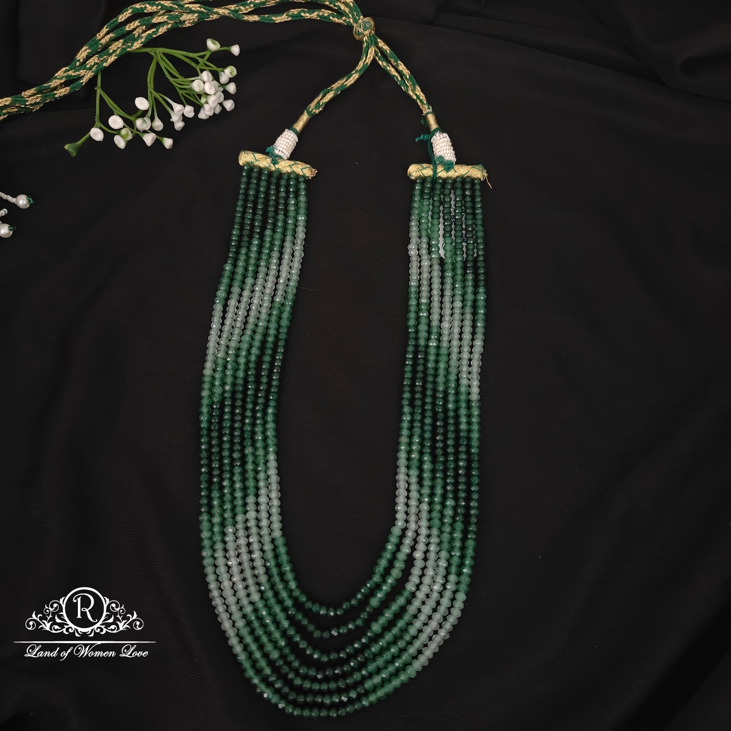 simple and cute jade batti beads mala -rcmj230 92.5 silver ramala jewelry / ramala collections