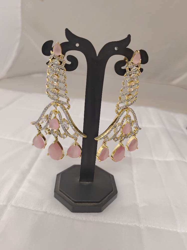 Silver CZ- White Stones Dimond Design Earrings-RCJR237