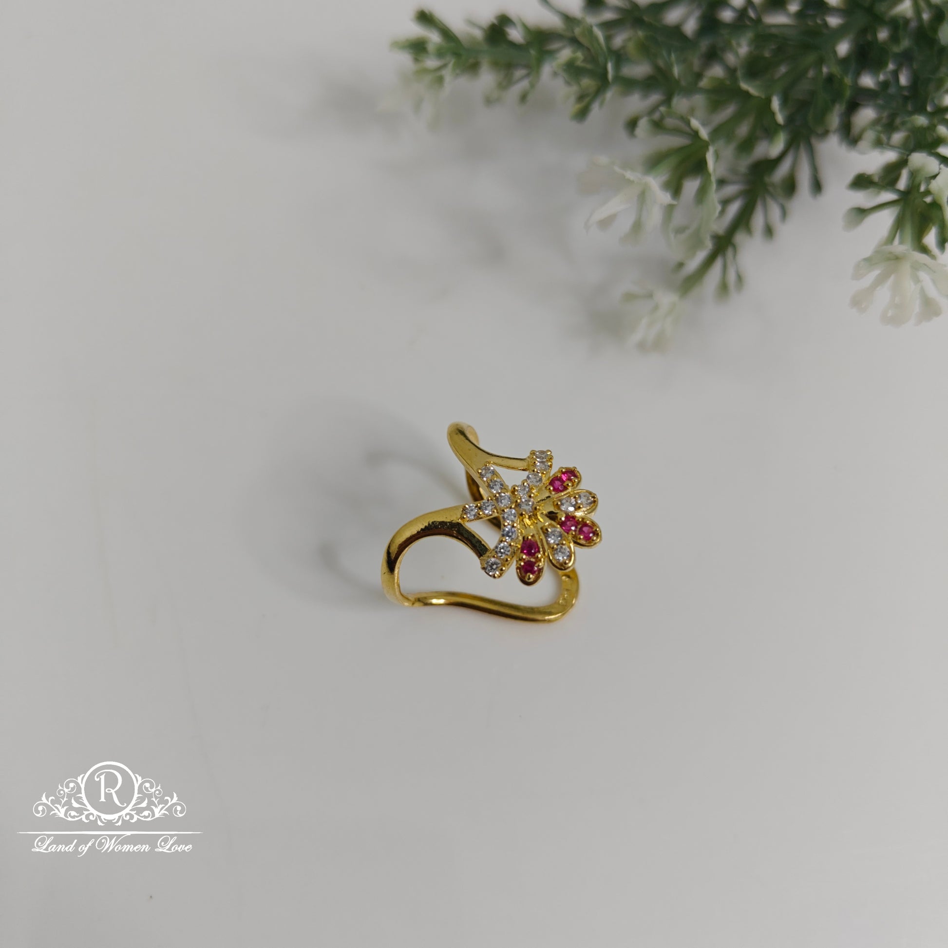 ring 92.5 silver pink and white stones vanki ring 92.5 silver ramala jewelry / ramala collections